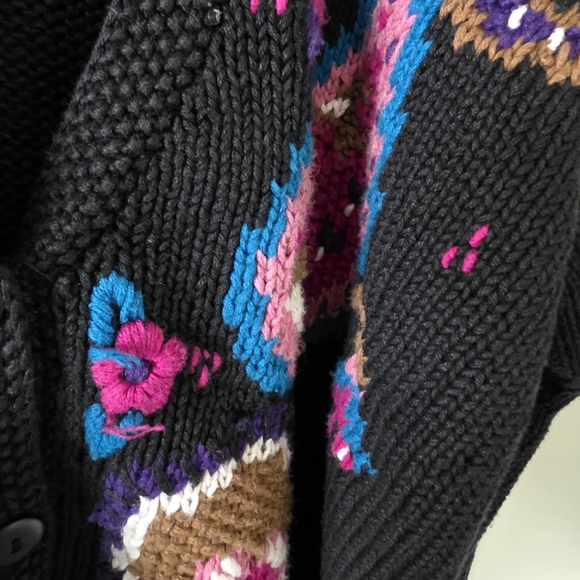 Maggie Lawrence L 90s Cottagecore Eclectic Boho Paisley Intarsia Knit Cardigan - Picture 8 of 15